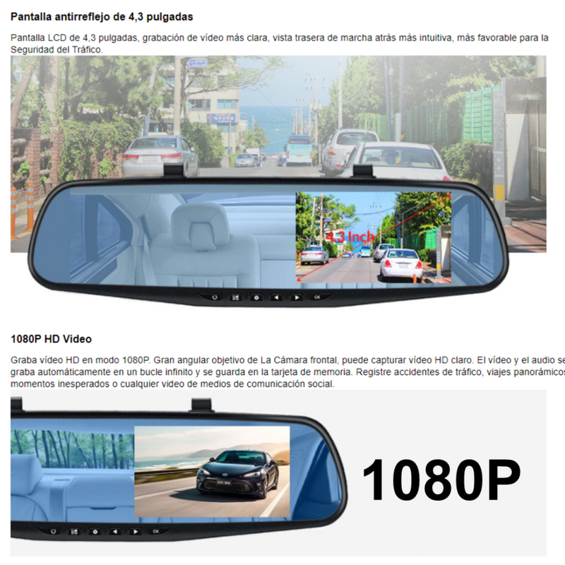 Espejo Retrovisor Inteligente con Doble Cámara