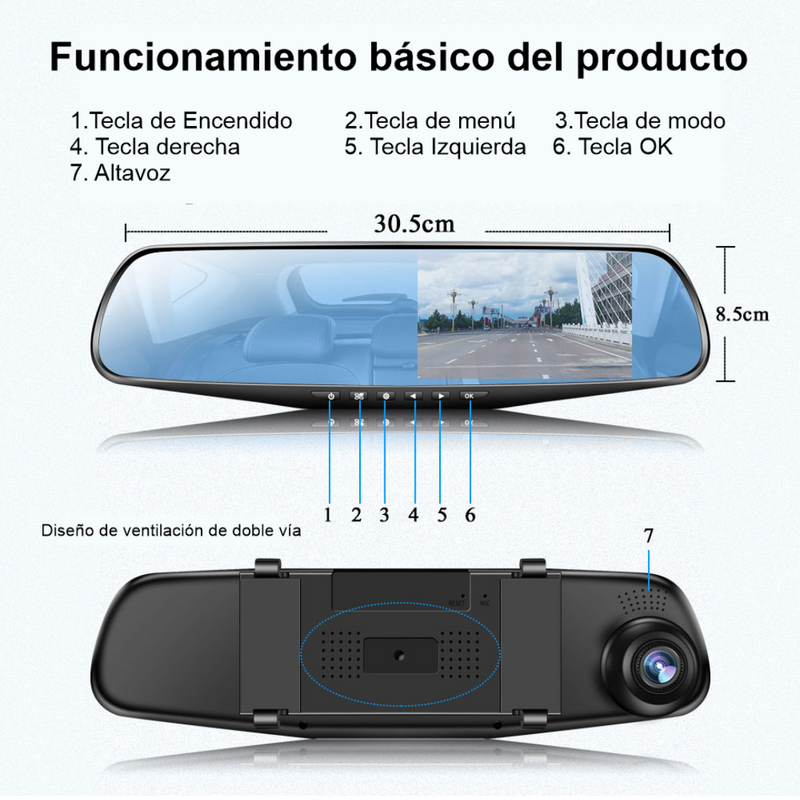 Espejo Retrovisor Inteligente con Doble Cámara