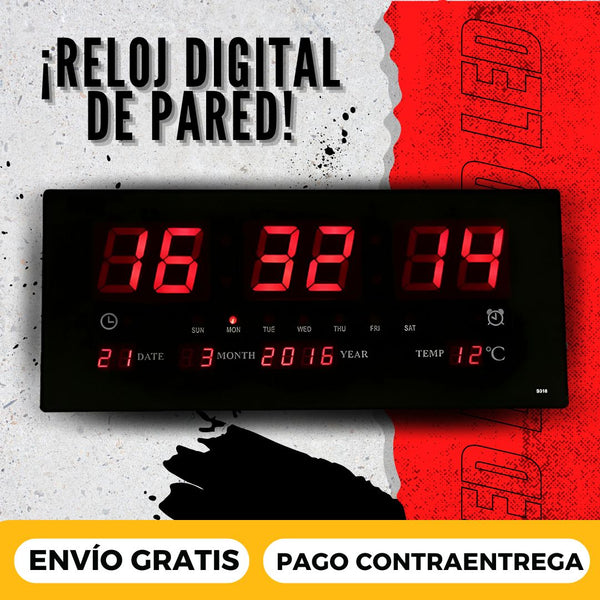 Reloj De Pared  Digital Con Alarma Y Calendario