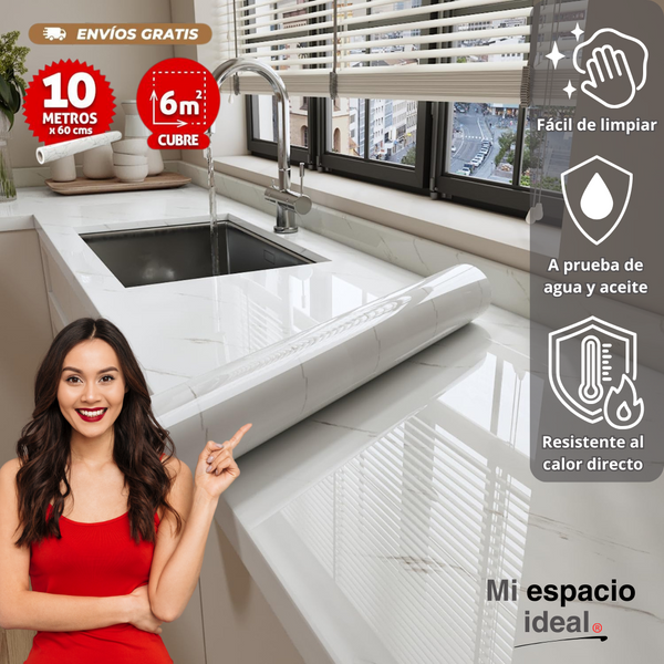 Papel Adhesivo Tipo Mármol 10M x 60cm- Renueva tu hogar en tan solo segundos🤩